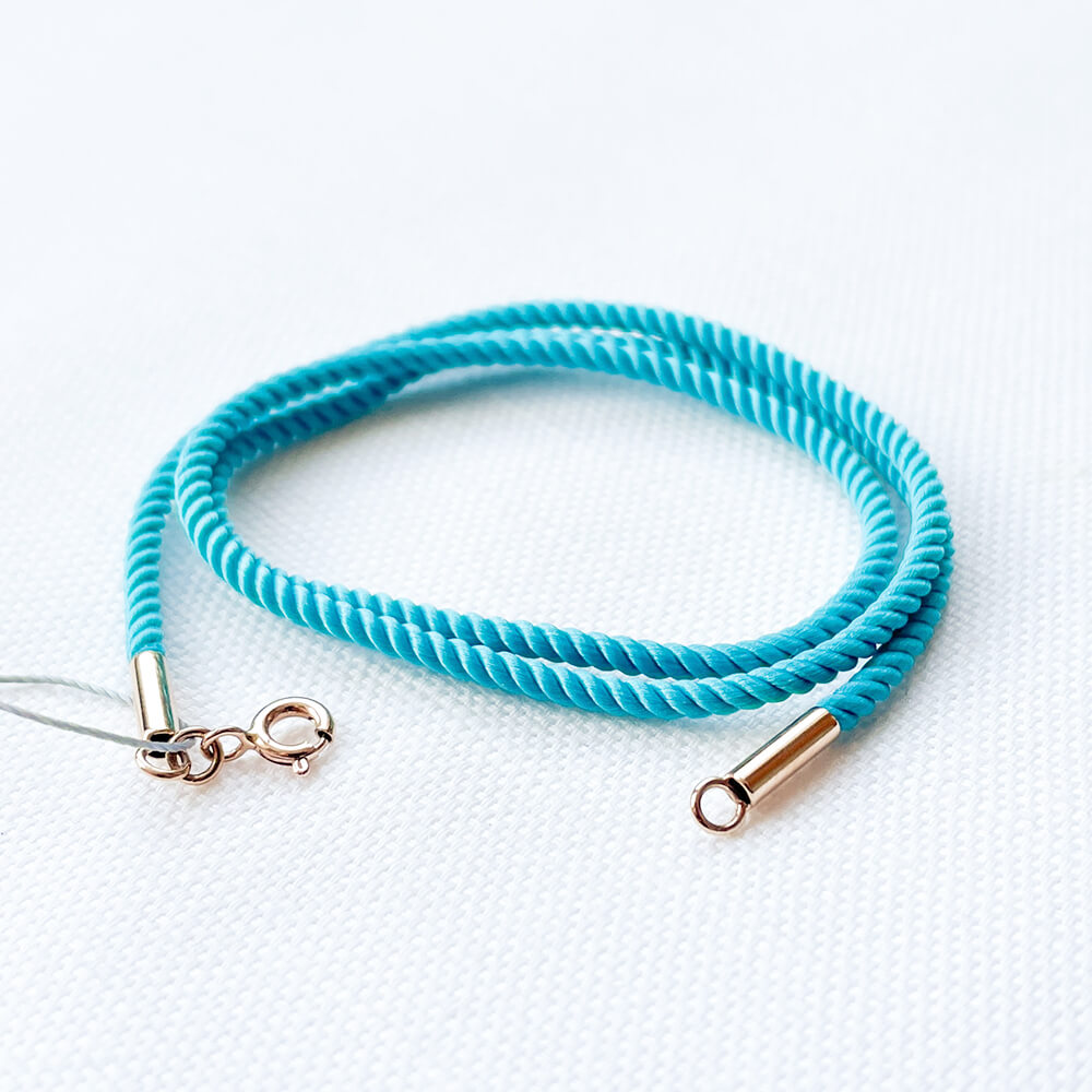 Шовковий ювелірний шнурок 2мм із золотим замком. Артикул: 004855