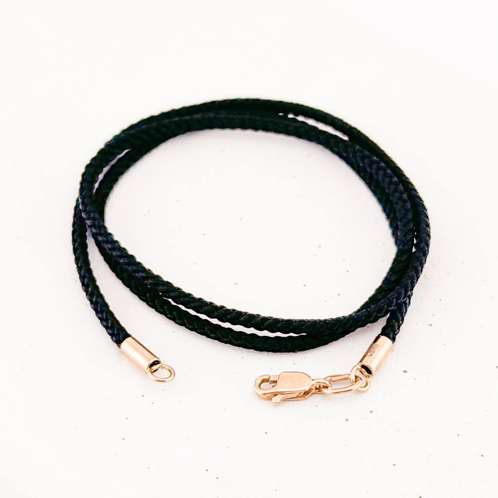 Шовковий ювелірний шнурок 2мм із золотим замком. Артикул: 008297